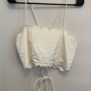 Able Cream Scalloped Crop Top & Short Set